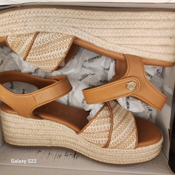 Karl Lagerfeld "Celest Raffia" Espadrille Wedge Sandals. NIB. Size 11 - Picture 9 of 11